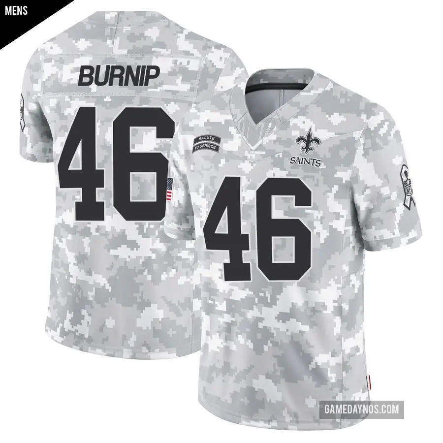 Men's New Orleans Saints ＃46 James Burnip Arctic Camo Limited 2024 Salute to Service Jersey
