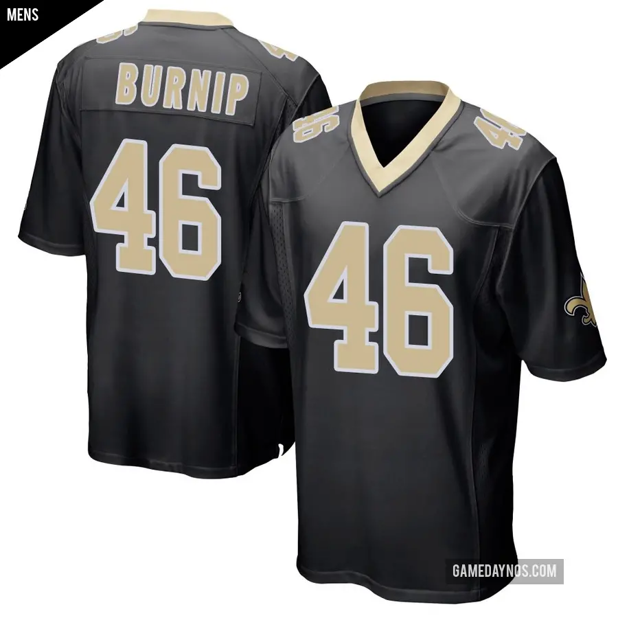 Men's New Orleans Saints ＃46 James Burnip Black Game Team Color Jersey