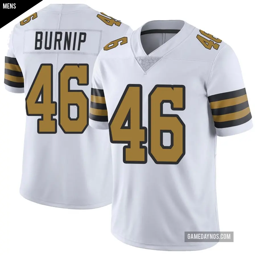 Men's New Orleans Saints ＃46 James Burnip White Limited Color Rush Jersey
