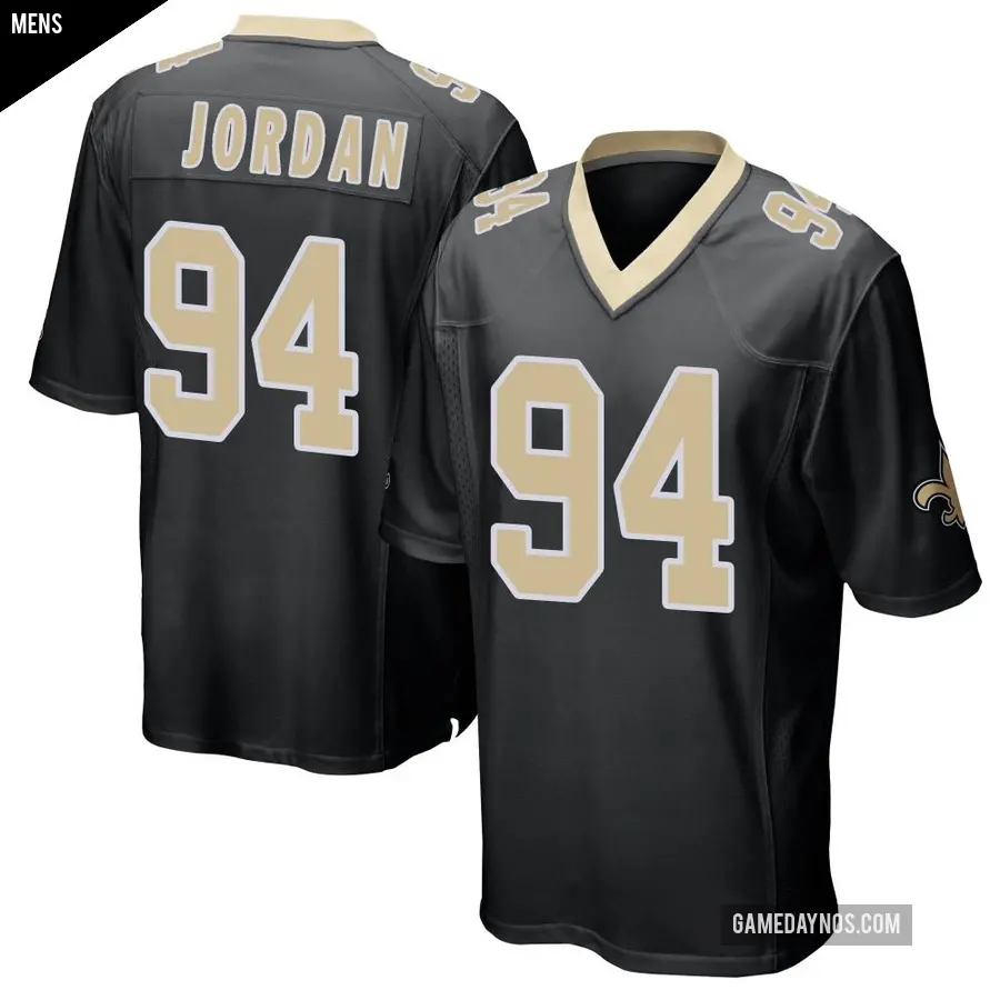 Men's New Orleans Saints ＃94 Cameron Jordan Black Game Team Color Jersey