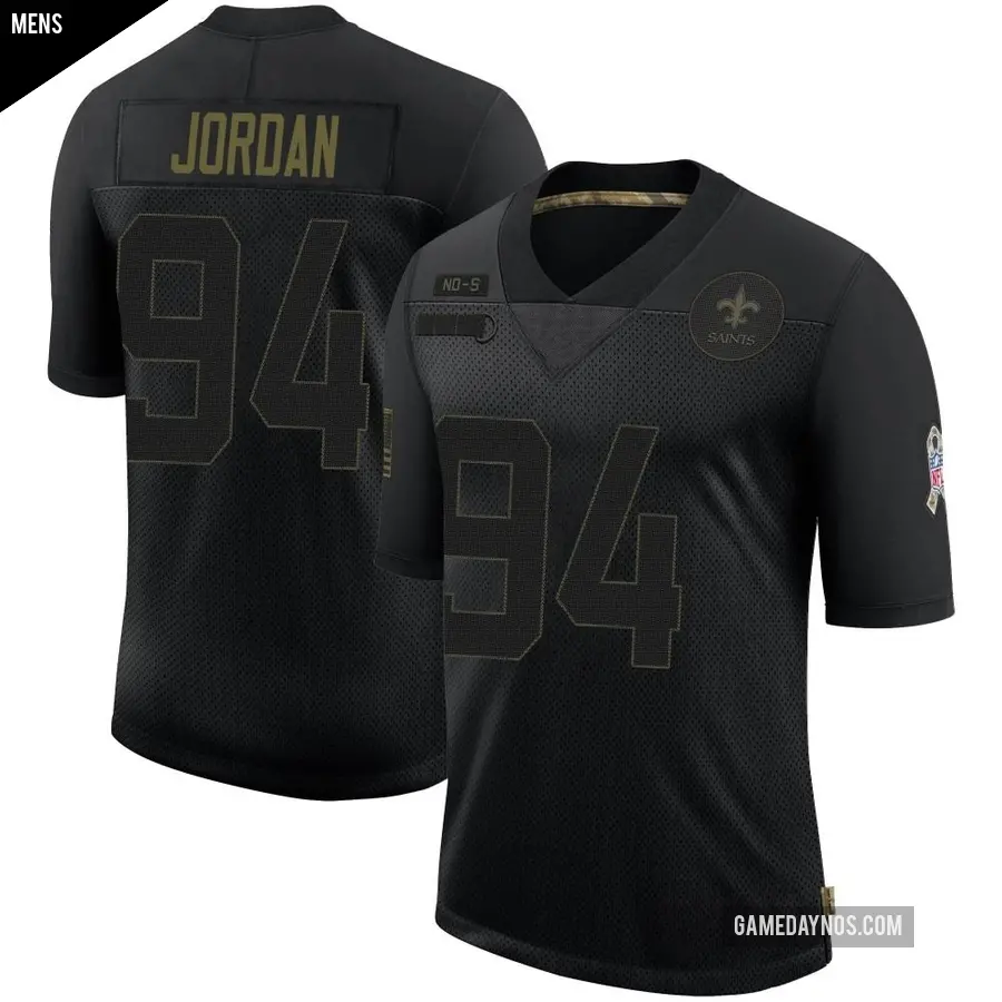 Men's New Orleans Saints ＃94 Cameron Jordan Black Limited 2020 Salute To Service Jersey