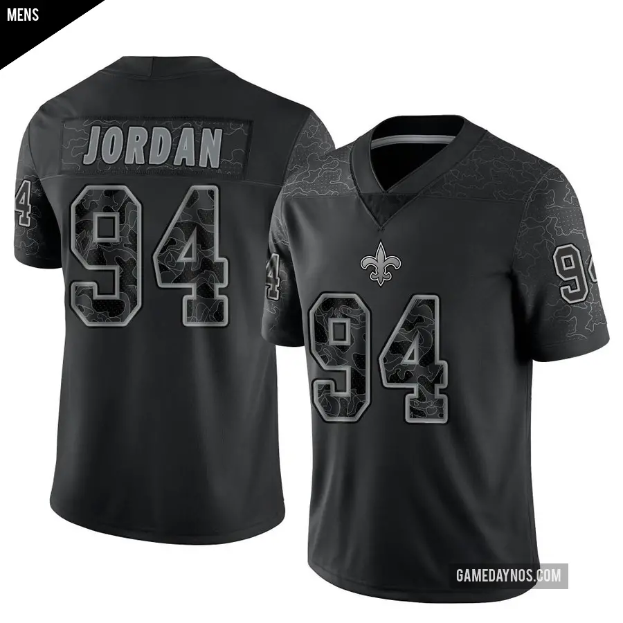 Men's New Orleans Saints ＃94 Cameron Jordan Black Limited Reflective Jersey