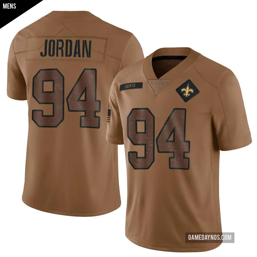 Men's New Orleans Saints ＃94 Cameron Jordan Brown Limited 2023 Salute To Service Jersey