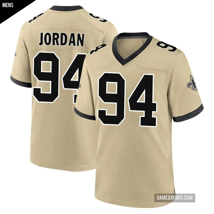Men's New Orleans Saints ＃94 Cameron Jordan Gold Game day s Alternate Jersey