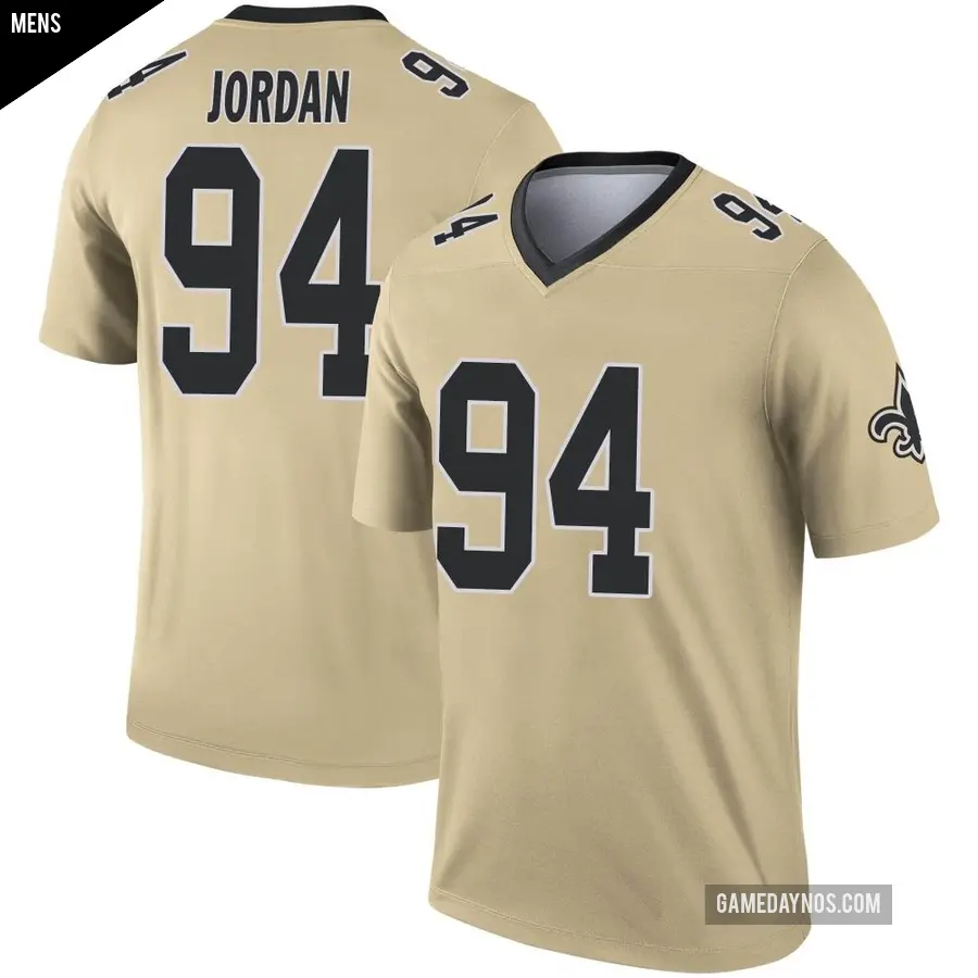 Men's New Orleans Saints ＃94 Cameron Jordan Gold Legend Inverted Jersey