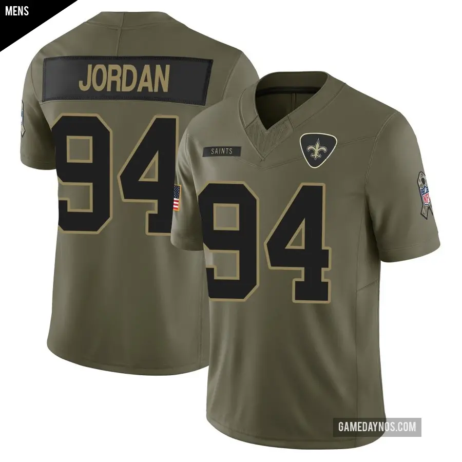 Men's New Orleans Saints ＃94 Cameron Jordan Olive Limited 2025 Salute to Service Jersey
