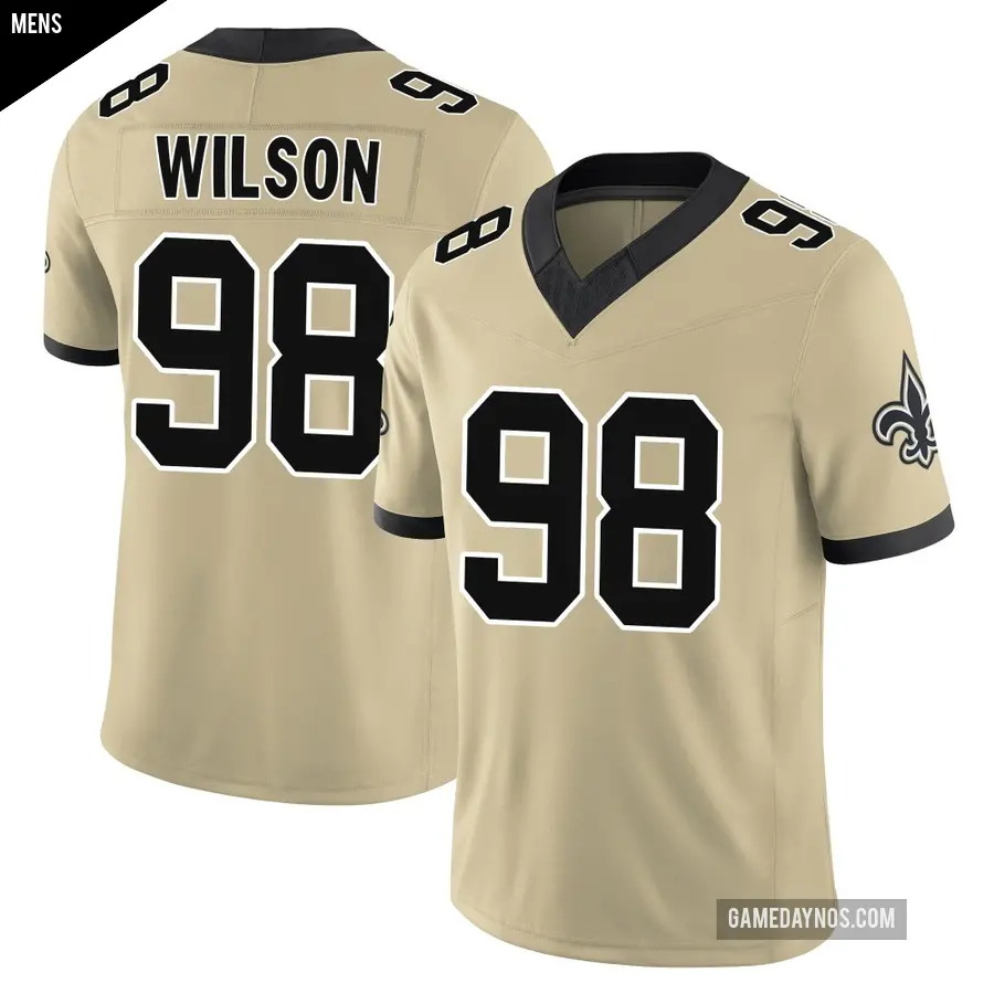 Men's New Orleans Saints ＃98 Tyree Wilson Gold Limited Alternate Gameday s Alternate Vapor F.U.S.E. Jersey