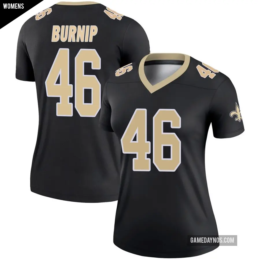 Women's New Orleans Saints ＃46 James Burnip Black Legend Jersey