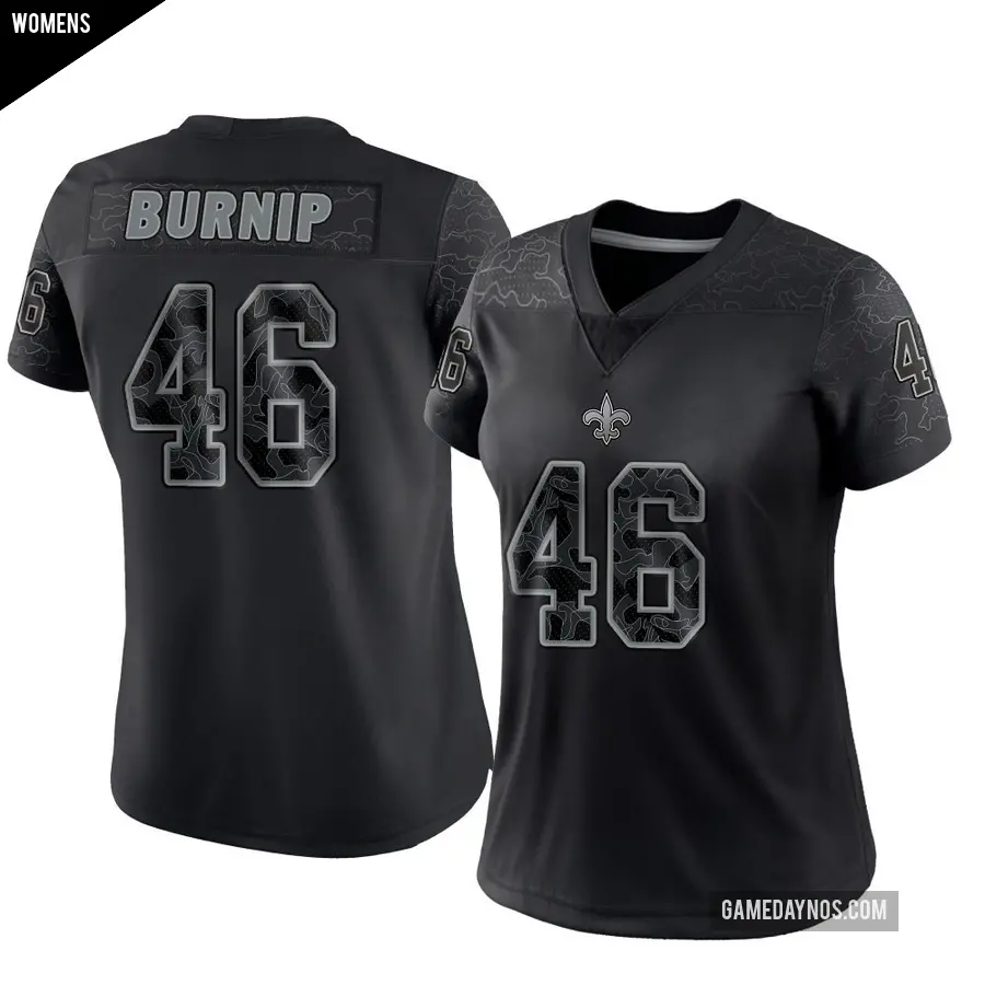 Women's New Orleans Saints ＃46 James Burnip Black Limited Reflective Jersey