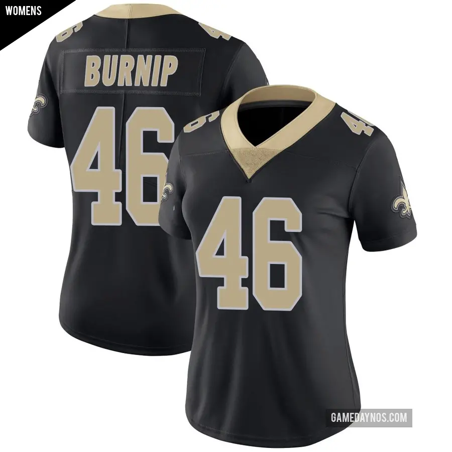 Women's New Orleans Saints ＃46 James Burnip Black Limited Team Color Vapor Untouchable Jersey