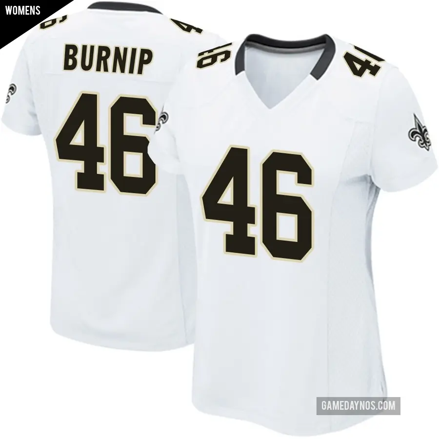 Women's New Orleans Saints ＃46 James Burnip White Game Jersey