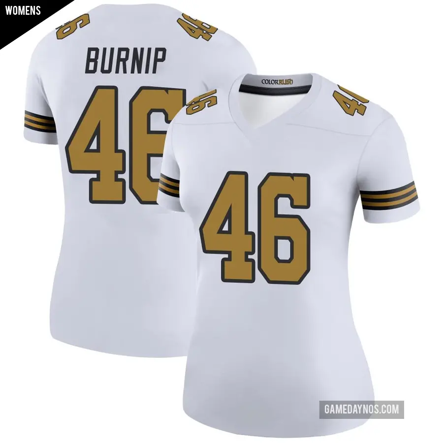 Women's New Orleans Saints ＃46 James Burnip White Legend Color Rush Jersey