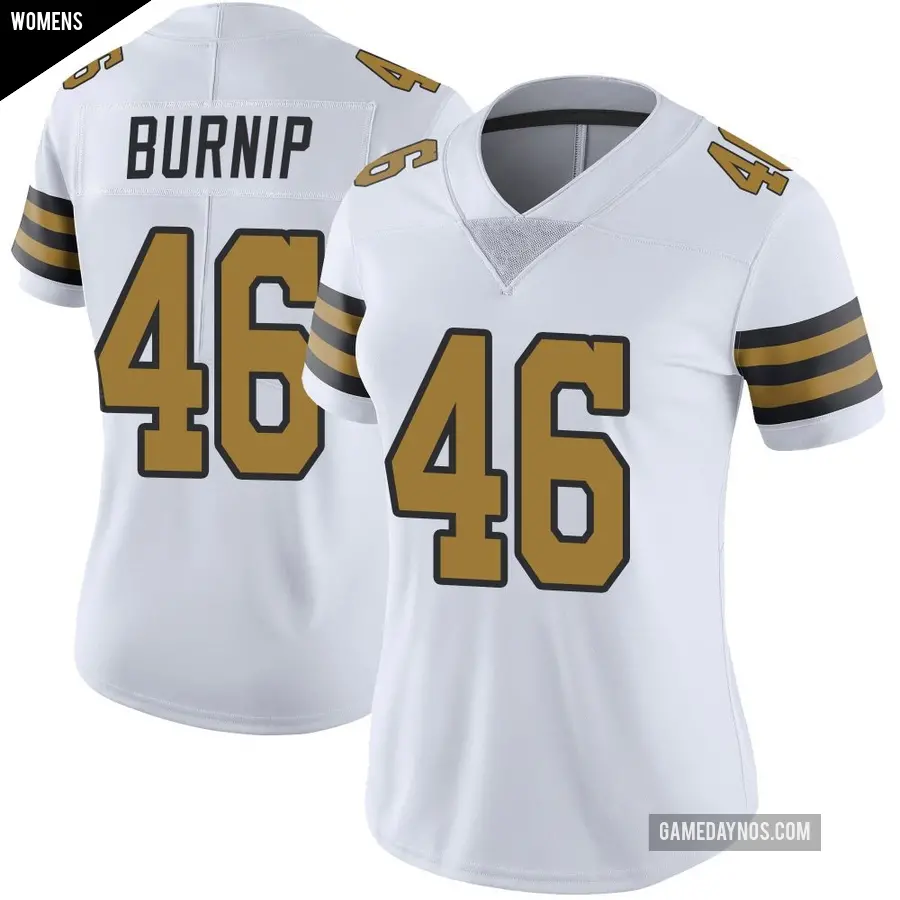 Women's New Orleans Saints ＃46 James Burnip White Limited Color Rush Jersey