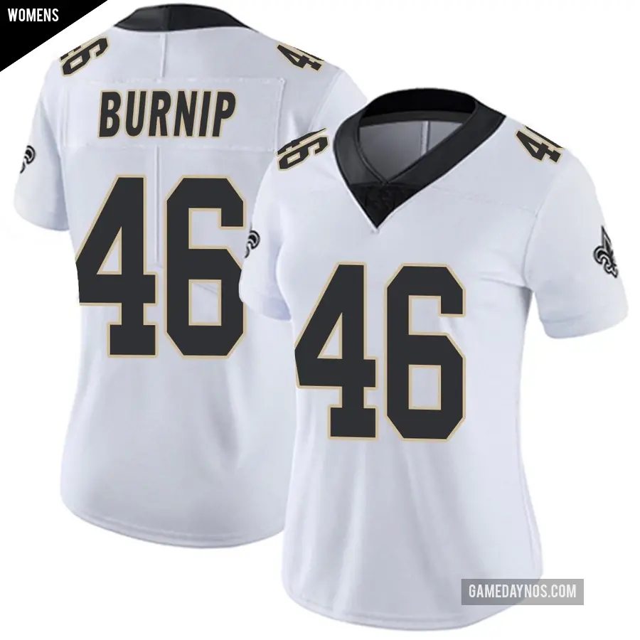 Women's New Orleans Saints ＃46 James Burnip White Limited Vapor Untouchable Jersey
