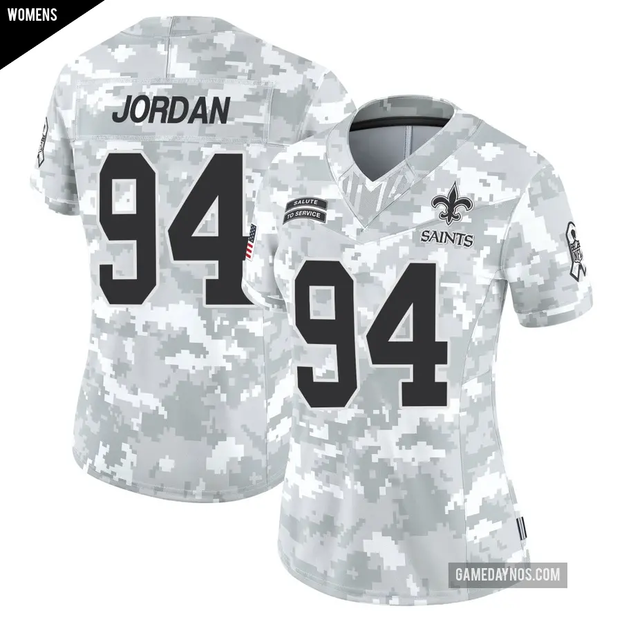 Women's New Orleans Saints ＃94 Cameron Jordan Arctic Camo Limited 2024 Salute to Service Jersey