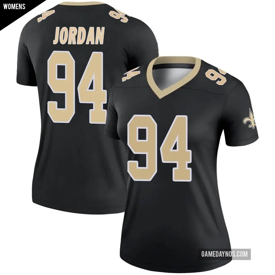 Women's New Orleans Saints ＃94 Cameron Jordan Black Legend Jersey