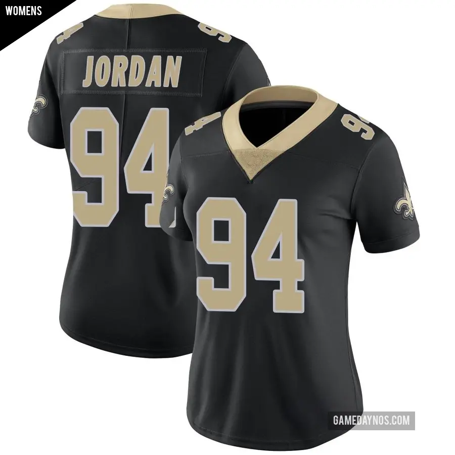 Women's New Orleans Saints ＃94 Cameron Jordan Black Limited Team Color Vapor Untouchable Jersey