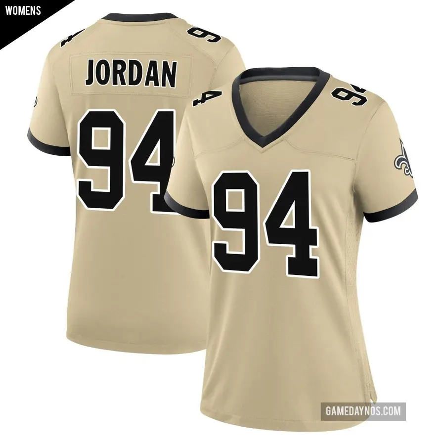 Women's New Orleans Saints ＃94 Cameron Jordan Gold Game day s Alternate Jersey