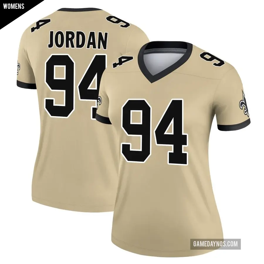 Women's New Orleans Saints ＃94 Cameron Jordan Gold Game Legend day s Alternate Performance Jersey