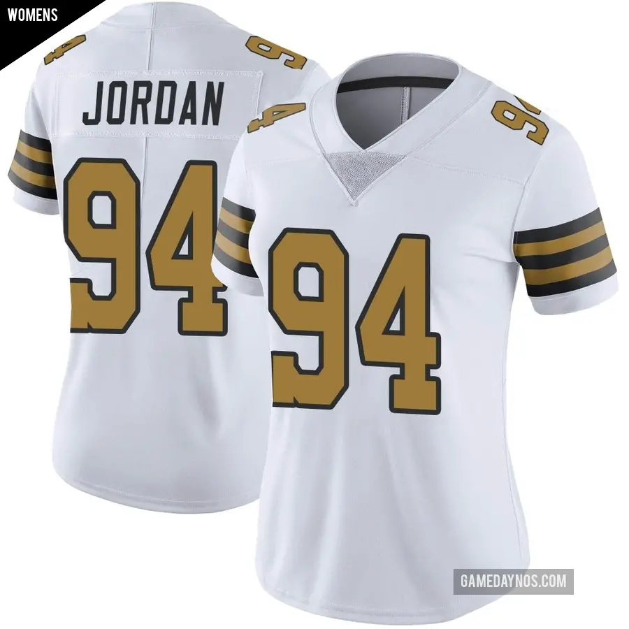 Women's New Orleans Saints ＃94 Cameron Jordan White Limited Color Rush Jersey