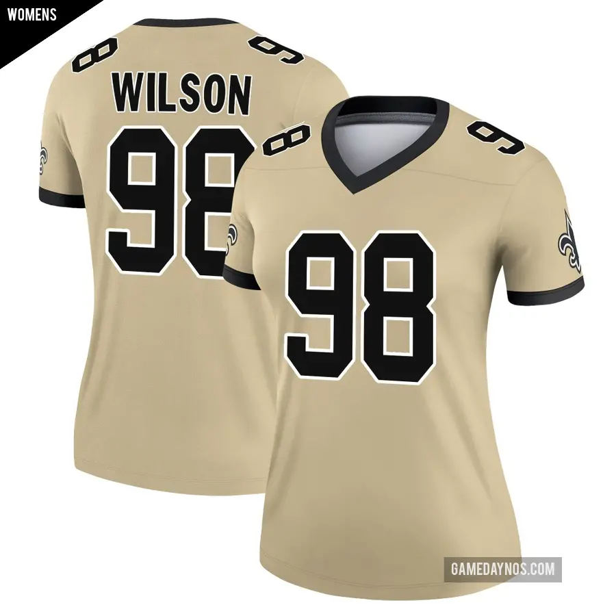 Women's New Orleans Saints ＃98 Tyree Wilson Gold Game Legend day s Alternate Performance Jersey