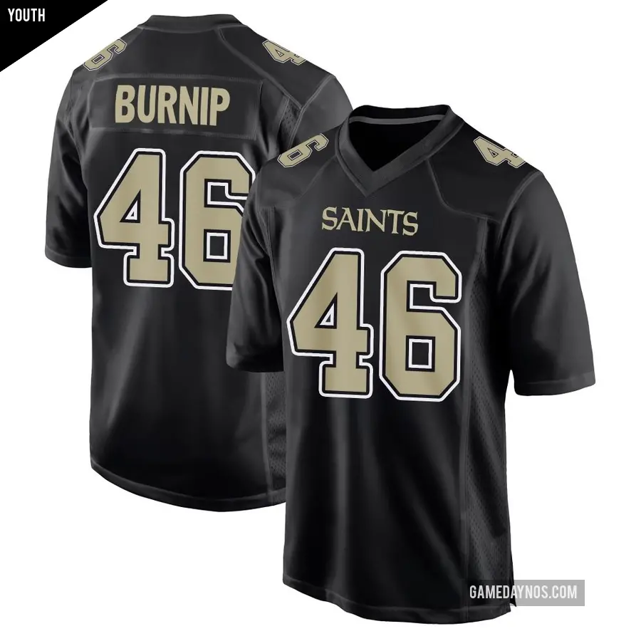Youth New Orleans Saints ＃46 James Burnip Black Game Carbon Fashion Jersey