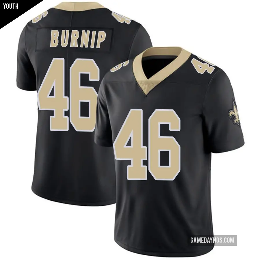 Youth New Orleans Saints ＃46 James Burnip Black Limited Team Color Vapor Untouchable Jersey