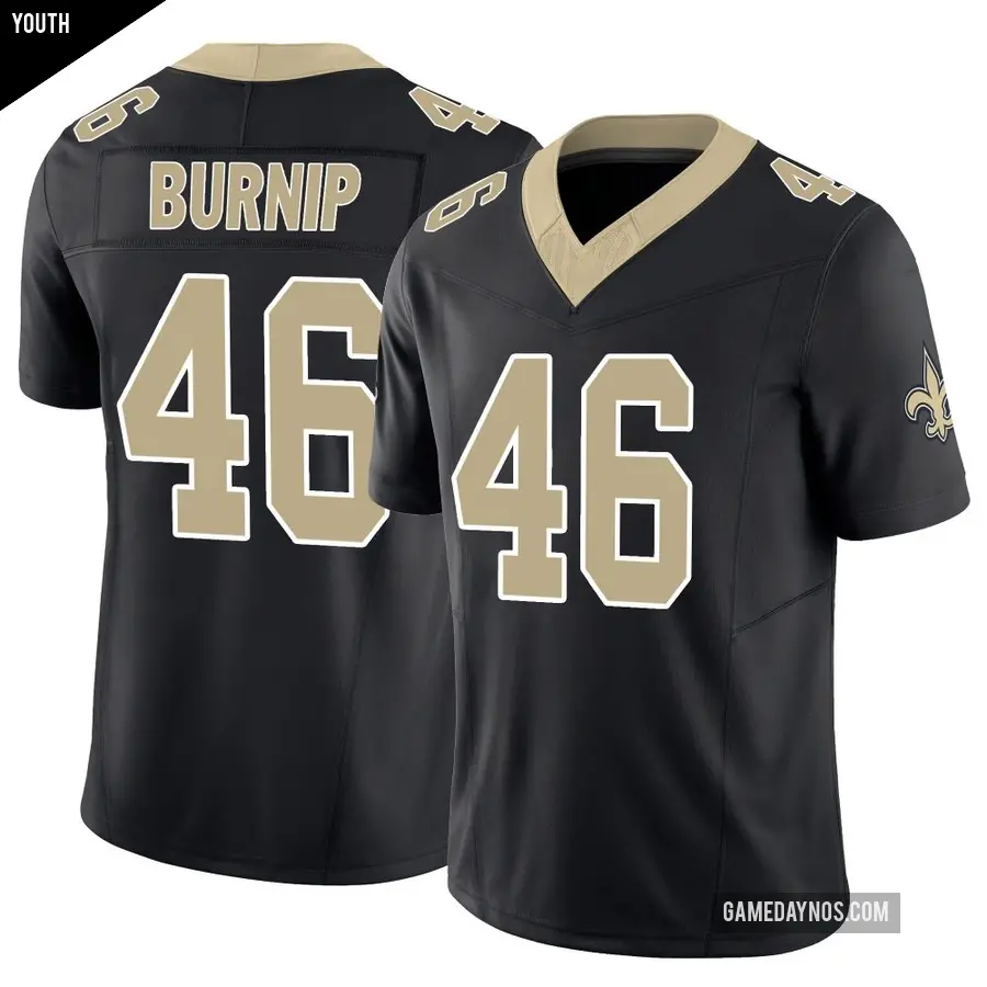 Youth New Orleans Saints ＃46 James Burnip Black Limited Vapor F.U.S.E. Jersey
