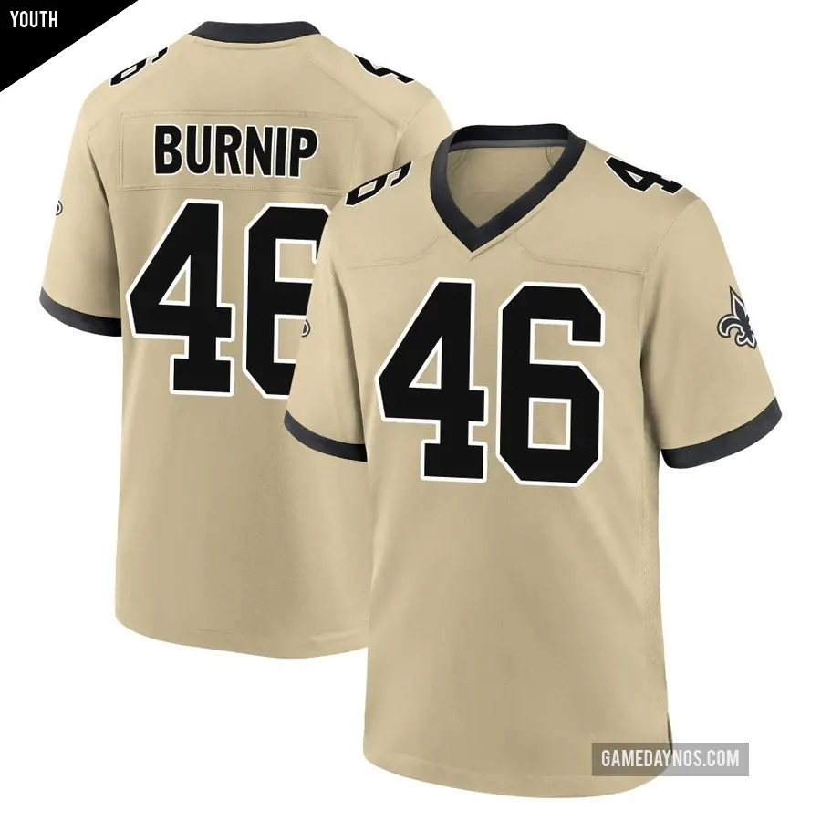 Youth New Orleans Saints ＃46 James Burnip Gold Game day s Alternate Jersey