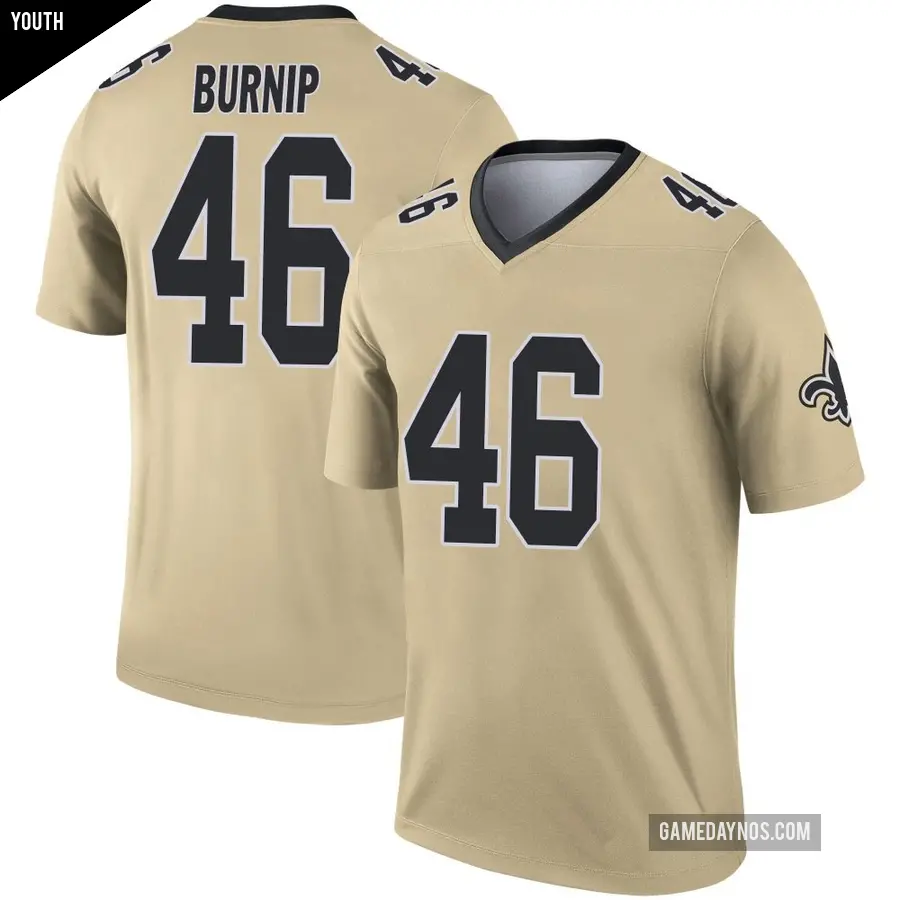 Youth New Orleans Saints ＃46 James Burnip Gold Legend Inverted Jersey