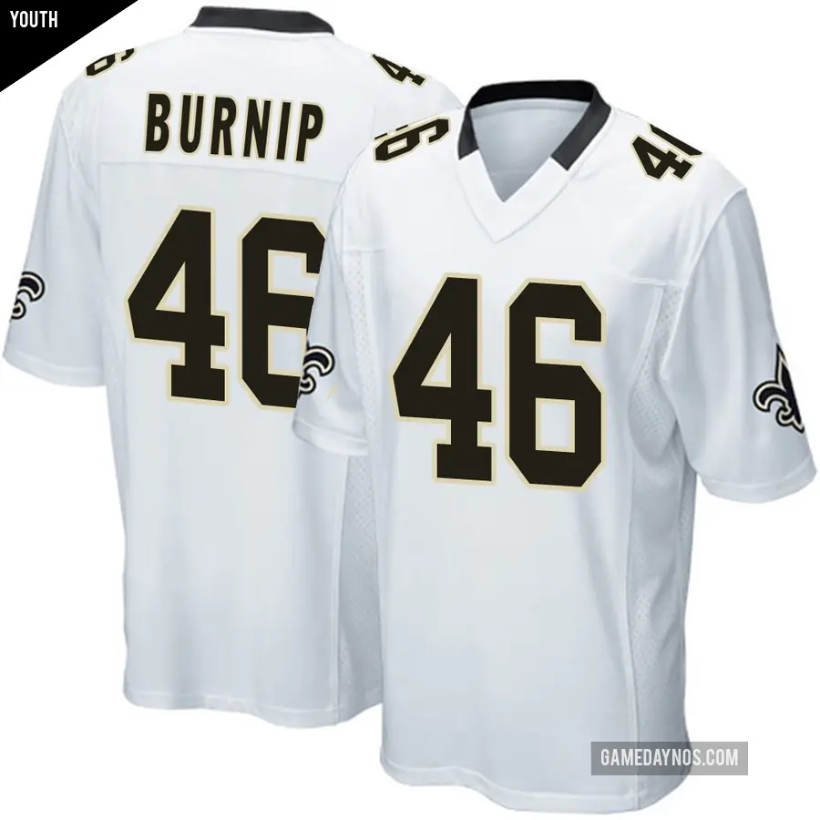 Youth New Orleans Saints ＃46 James Burnip White Game Jersey