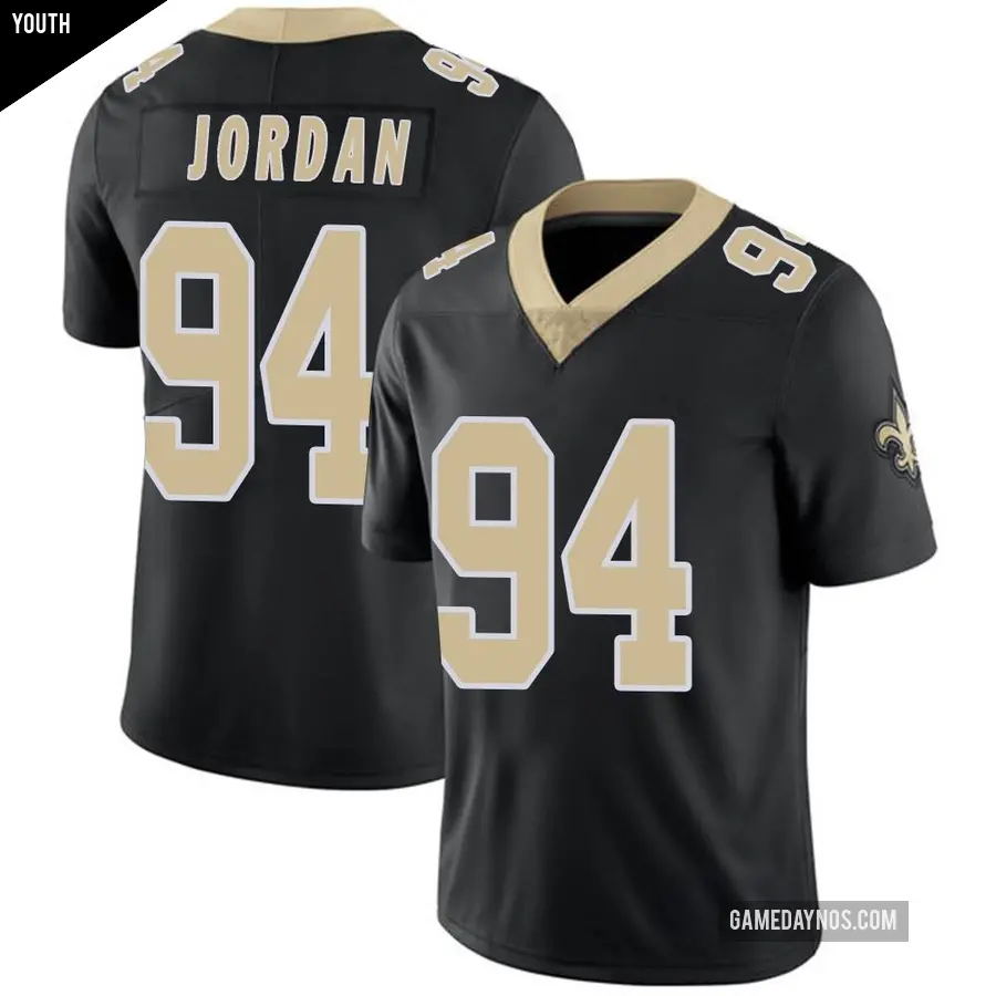 Youth New Orleans Saints ＃94 Cameron Jordan Black Limited Team Color Vapor Untouchable Jersey