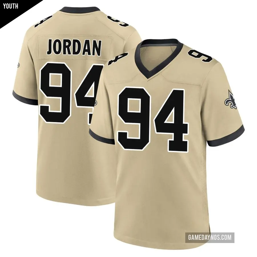 Youth New Orleans Saints ＃94 Cameron Jordan Gold Game day s Alternate Jersey